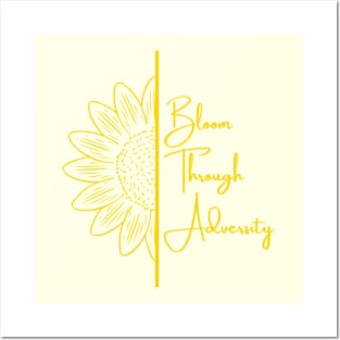 Bloom Through Adversity - Half Sunflower (Yellow) Posters and Art